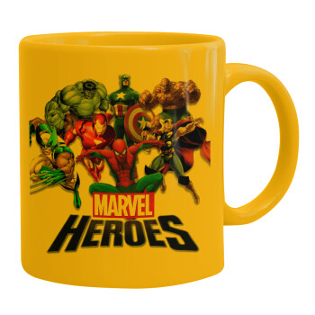 MARVEL heroes, Κούπα, κεραμική κίτρινη, 330ml