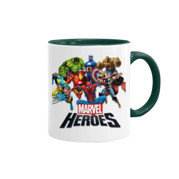 MARVEL heroes, Κούπα χρωματιστή πράσινη, κεραμική, 330ml
