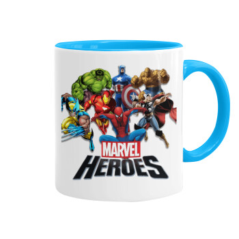 MARVEL heroes, Κούπα χρωματιστή γαλάζια, κεραμική, 330ml