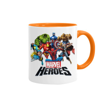 MARVEL heroes, Mug colored orange, ceramic, 330ml