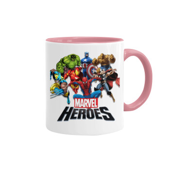 MARVEL heroes, Mug colored pink, ceramic, 330ml