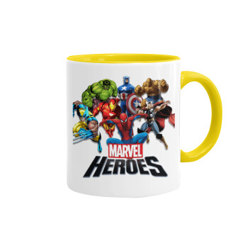 MARVEL heroes, Mug colored yellow, ceramic, 330ml