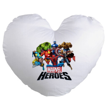 MARVEL heroes, Μαξιλάρι καναπέ καρδιά 40x40cm περιέχεται το  γέμισμα