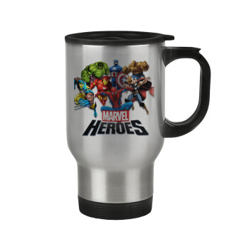 MARVEL heroes, Stainless steel travel mug with lid, double wall 450ml