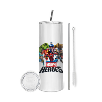 MARVEL heroes, Tumbler stainless steel 600ml, with metal straw & cleaning brush