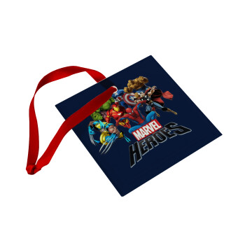 MARVEL heroes, Christmas ornament, glass square ornament 9x9cm