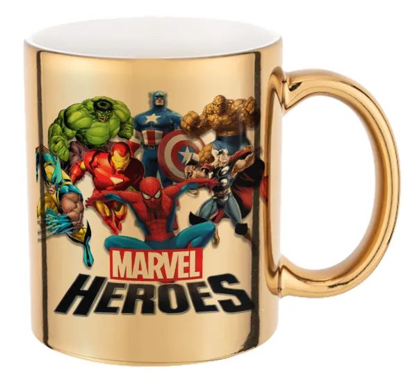MARVEL heroes — Mug ceramic, gold mirror, 330ml