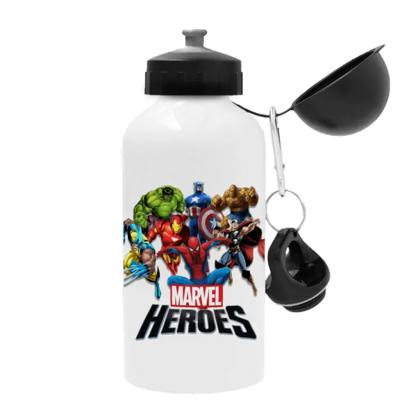 MARVEL heroes — Μεταλλικό παγούρι νερού, Λευκό, αλουμινίου 500ml