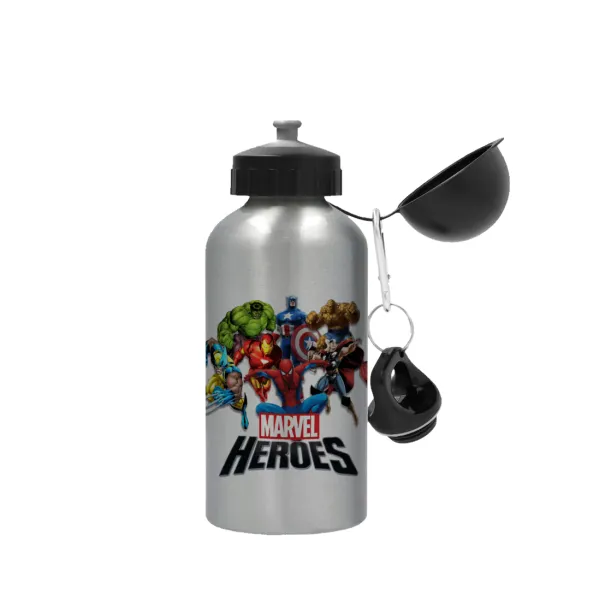 MARVEL heroes — Metallic water jug, Silver, aluminum 500ml