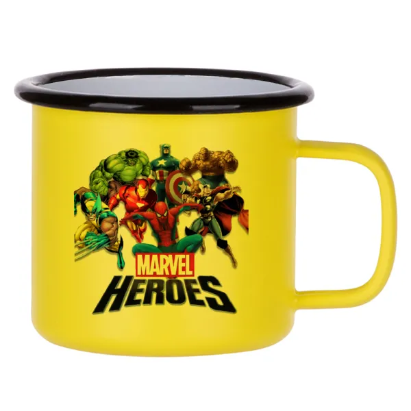 MARVEL heroes — Κούπα Μεταλλική εμαγιέ ΜΑΤ Κίτρινη 360ml