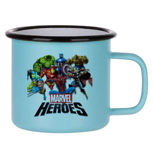 MARVEL heroes — Κούπα Μεταλλική εμαγιέ ΜΑΤ σιέλ 360ml