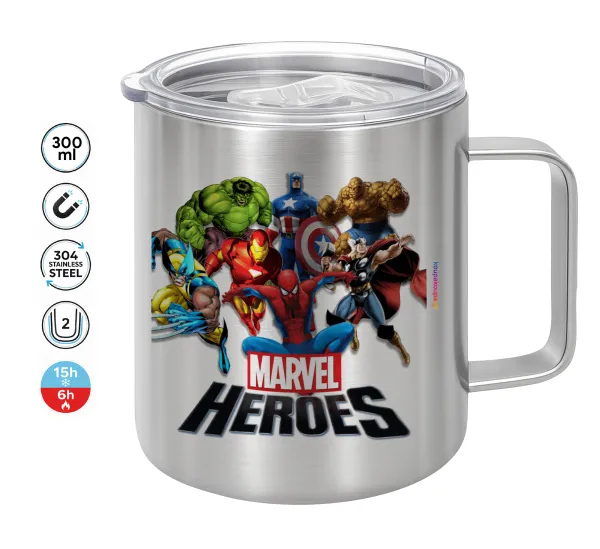 MARVEL heroes — Double-walled stainless steel mug 300ml with temperature-retaining lid