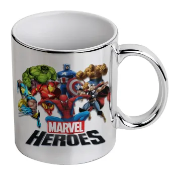 MARVEL heroes, Mug ceramic, silver mirror, 330ml