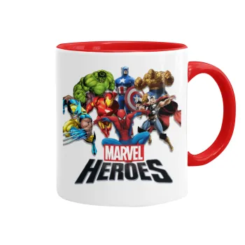 MARVEL heroes, Κούπα χρωματιστή κόκκινη, κεραμική, 330ml