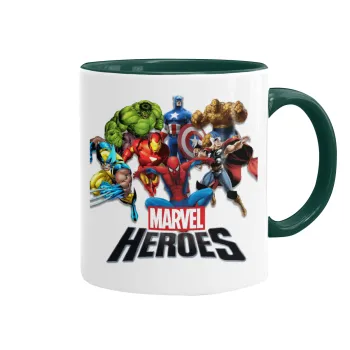 MARVEL heroes, Κούπα χρωματιστή πράσινη, κεραμική, 330ml