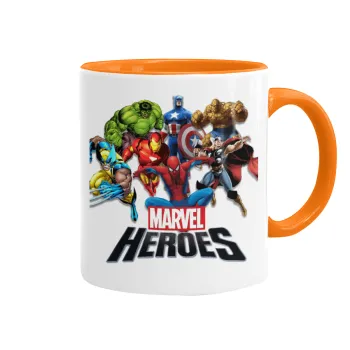 MARVEL heroes, Κούπα χρωματιστή πορτοκαλί, κεραμική, 330ml