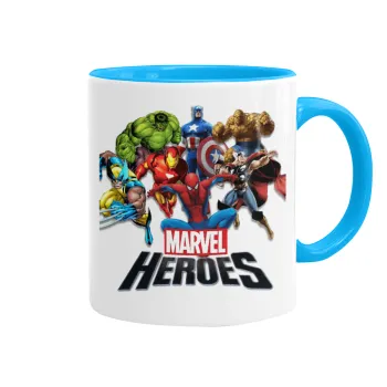 MARVEL heroes, Κούπα χρωματιστή γαλάζια, κεραμική, 330ml