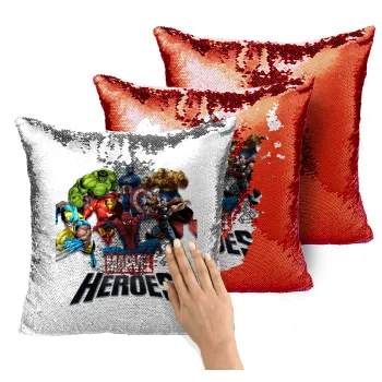 MARVEL heroes, Μαξιλάρι καναπέ Μαγικό Κόκκινο με πούλιες 40x40cm περιέχεται το γέμισμα