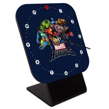 MARVEL heroes, Επιτραπέζιο ρολόι ξύλινο με δείκτες (10cm)