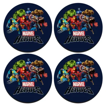 MARVEL heroes, ΣΕΤ 4 Σουβέρ ξύλινα στρογγυλά (9cm)