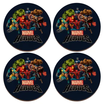 MARVEL heroes, ΣΕΤ x4 Σουβέρ ξύλινα στρογγυλά plywood (9cm)