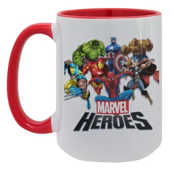 MARVEL heroes, Κούπα Mega 15oz, κεραμική Κόκκινη, 450ml