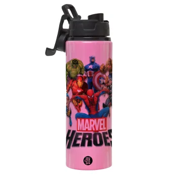 MARVEL heroes, Metallic water bottle with safety lid, 850ml aluminum