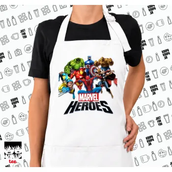 MARVEL heroes, Ποδιά μακριά Σεφ ολόσωμη με τσέπες white (ΕΝΗΛΙΚΩΝ)