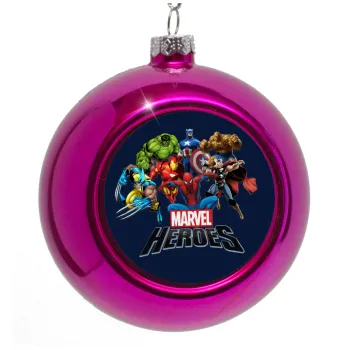 MARVEL heroes, Στολίδι Χριστουγεννιάτικη μπάλα δένδρου Μωβ 8cm