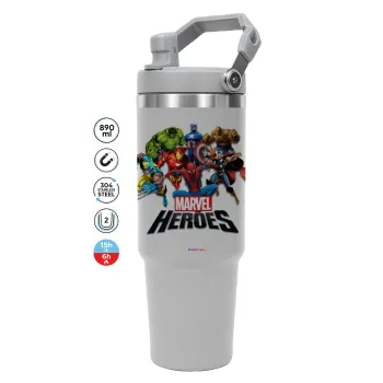 MARVEL heroes, ΓΚΡΙ χρώματος Θερμός Ανοξείδωτο 890ml (30oz) με χερούλι