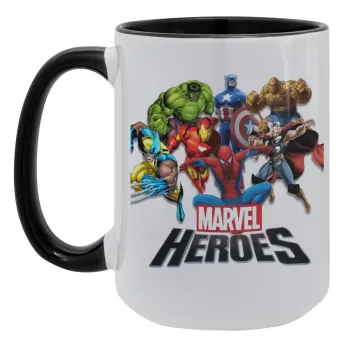 MARVEL heroes, Κούπα Mega 15oz, κεραμική Μαύρη, 450ml