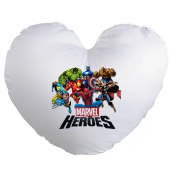 MARVEL heroes, Μαξιλάρι καναπέ καρδιά 40x40cm περιέχεται το  γέμισμα