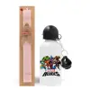 Easter Set, metallic aluminum bottle (500ml) & aromatic flat Easter candle (30cm) (PINK)