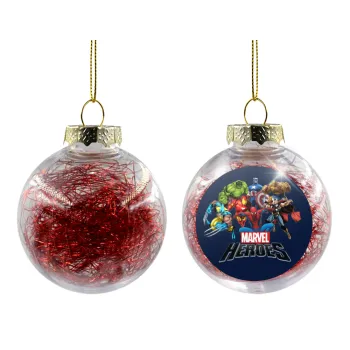 MARVEL heroes, Transparent Christmas tree ball ornament with red filling 8cm