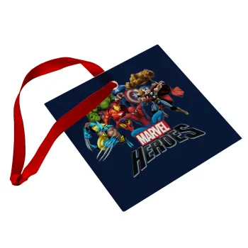 MARVEL heroes, Christmas ornament, glass square ornament 9x9cm