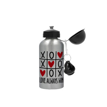 Love always win, Metallic water jug, Silver, aluminum 500ml