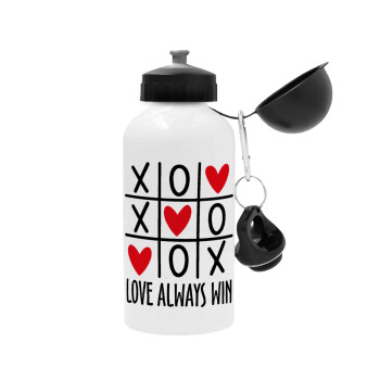 Love always win, Μεταλλικό παγούρι νερού, Λευκό, αλουμινίου 500ml