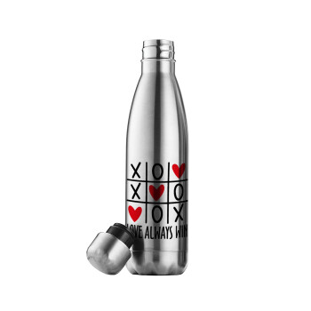 Love always win, Μεταλλικό παγούρι θερμός Inox (Stainless steel), διπλού τοιχώματος, 500ml