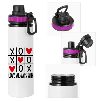Love always win, Metallic water bottle with safety lid, 850ml aluminum