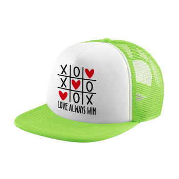 Love always win, Καπέλο παιδικό Soft Trucker με Δίχτυ Πράσινο/Λευκό