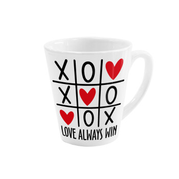 Love always win, Κούπα κωνική Latte Λευκή, κεραμική, 300ml