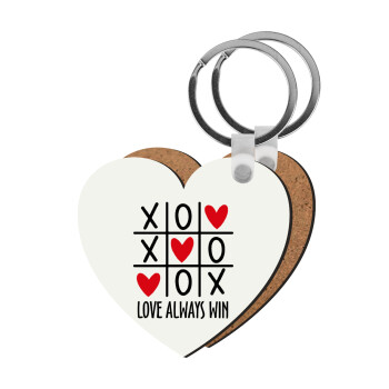 Love always win, Μπρελόκ Ξύλινο καρδιά MDF