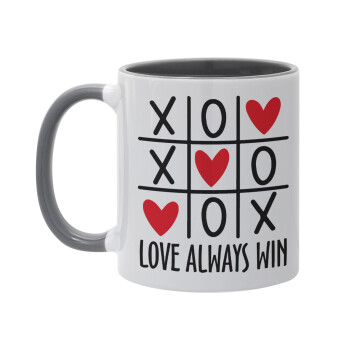 Love always win, Mug colored grey, ceramic, 330ml