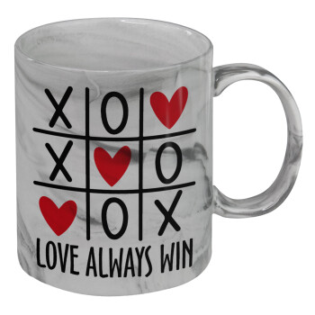 Love always win, Mug ceramic marble style, 330ml