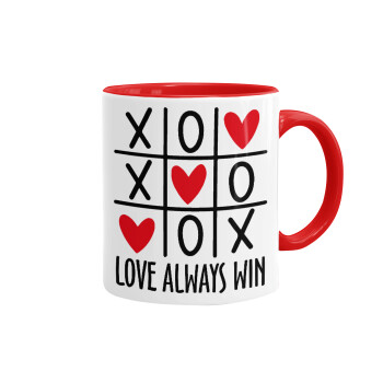 Love always win, Mug colored red, ceramic, 330ml