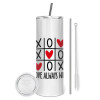 Tumbler stainless steel 600ml, with metal straw & cleaning brush