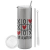 Tumbler stainless steel Silver 600ml, with metal straw & cleaning brush