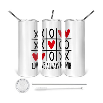 Love always win, 360 Eco friendly stainless steel tumbler 600ml, with metal straw & cleaning brush