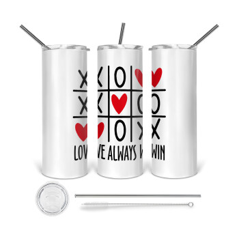 Love always win, Tumbler stainless steel 600ml, with metal straw & cleaning brush