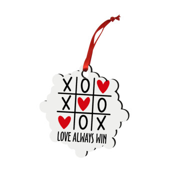 Love always win, Christmas ornament snowflake wooden 7.5cm